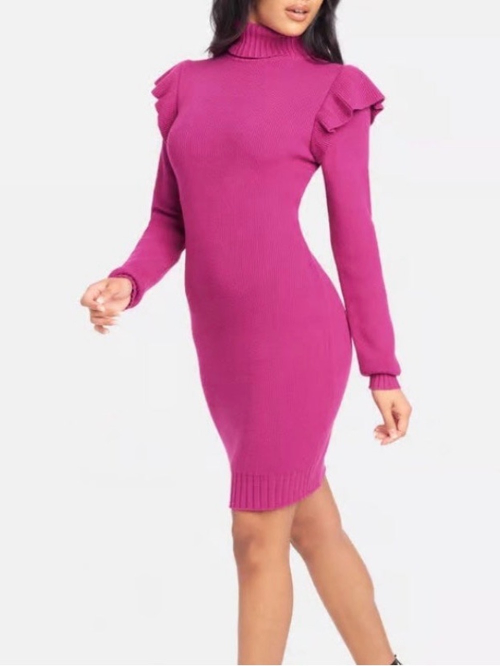 Bebe Ruffle Sweater Dress